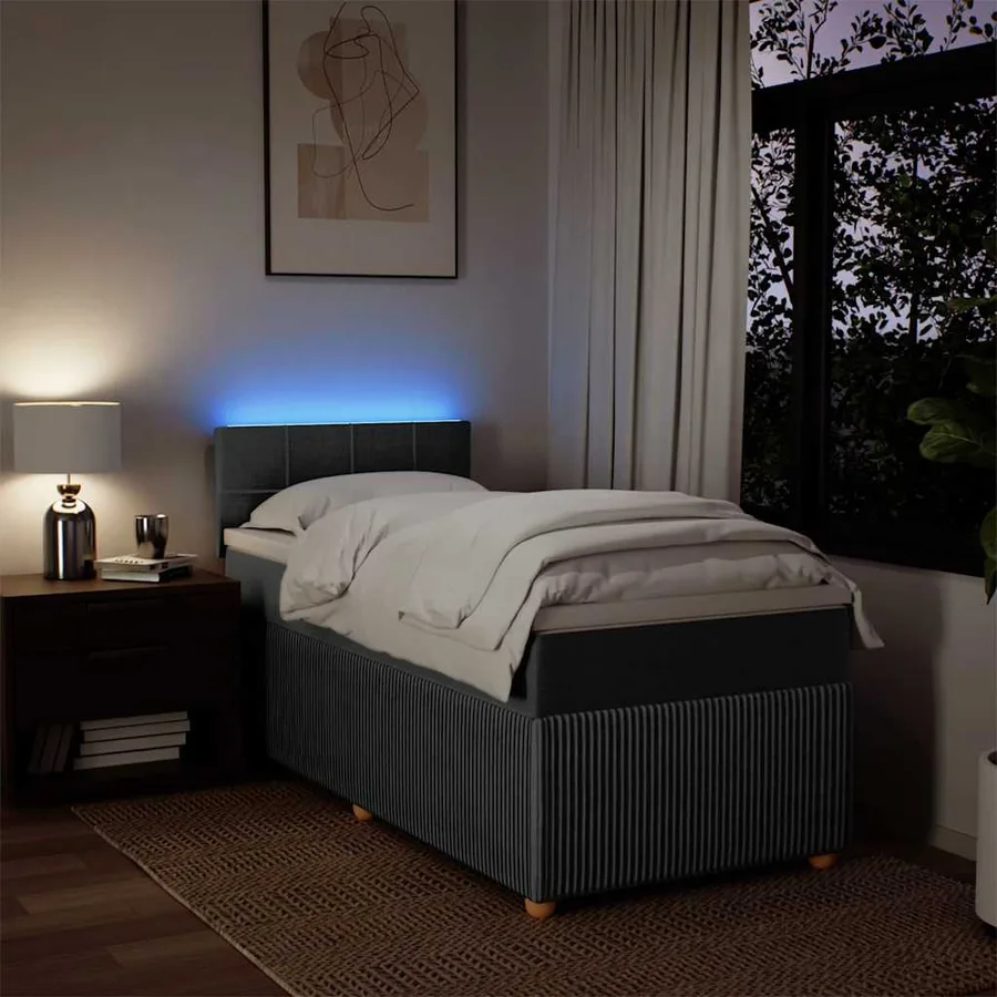 Sommier à lattes de lit avec matelas Gris foncé 100x200cm Tissu - 5
