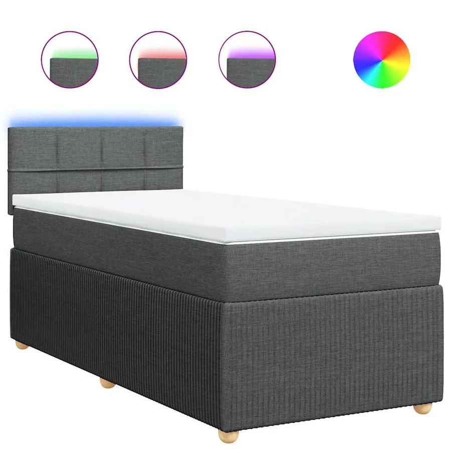 Sommier à lattes de lit avec matelas Gris foncé 90x200 cm Tissu - 2