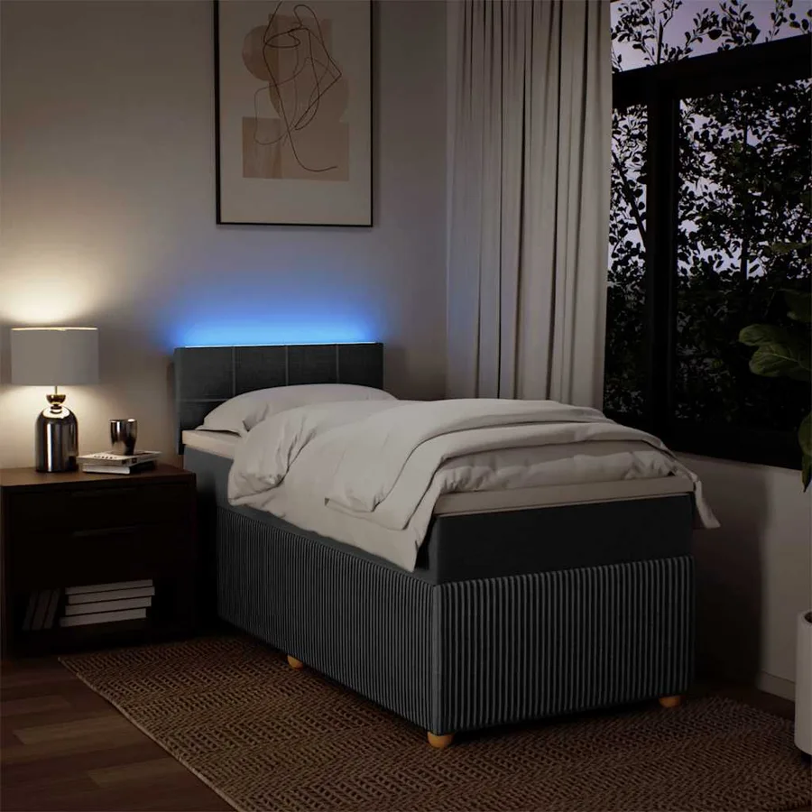 Sommier à lattes de lit avec matelas Gris foncé 90x200 cm Tissu - 5