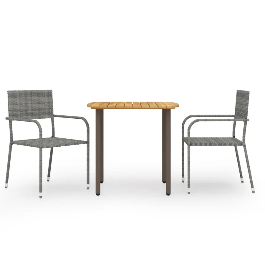 Ensemble à manger de jardin 3 pcs Résine tressée Gris
