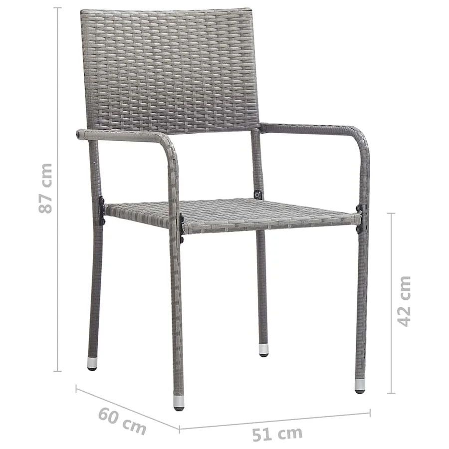 Ensemble à manger de jardin 3 pcs Résine tressée Gris - 10