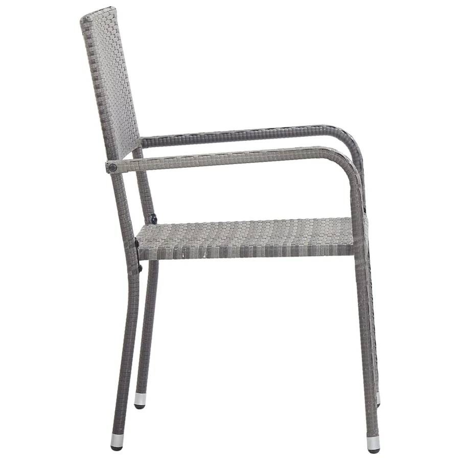 Ensemble à manger de jardin 3 pcs Résine tressée Gris - 4