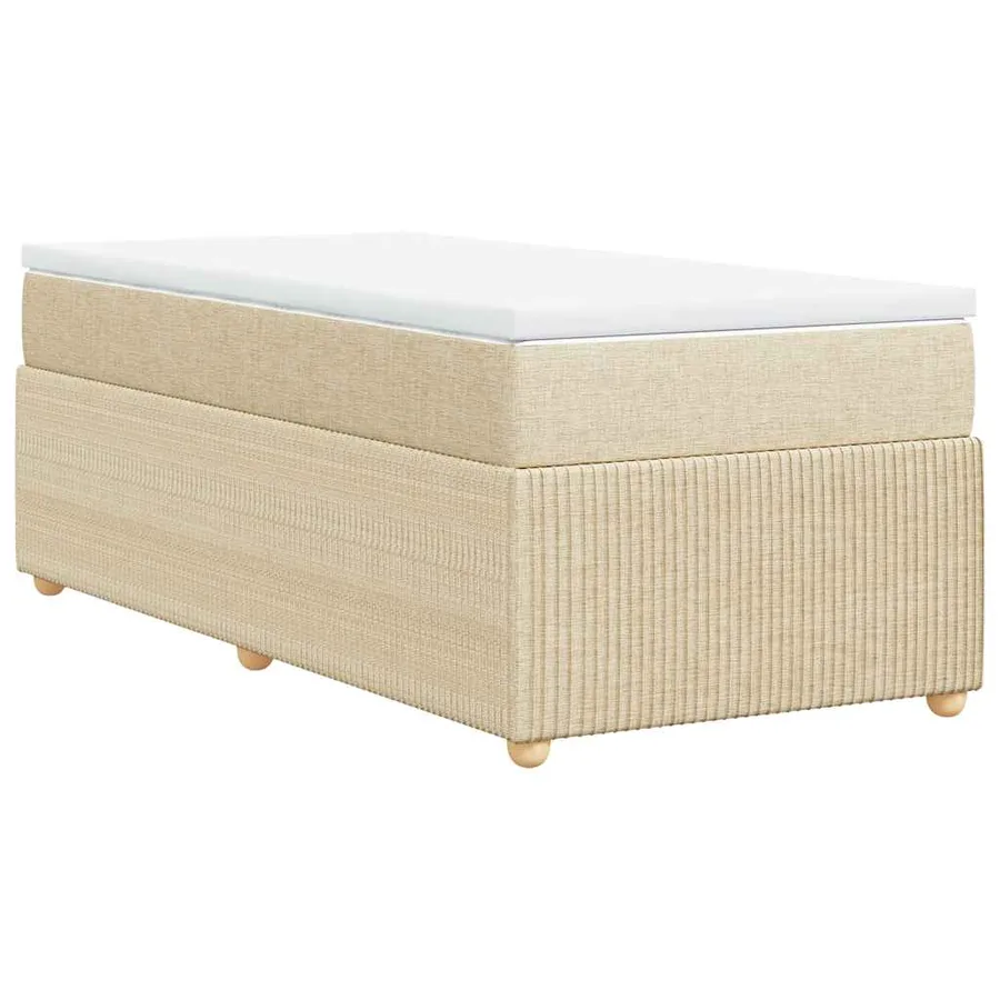 Sommier à lattes de lit avec matelas Crème 90x200 cm Tissu - 6