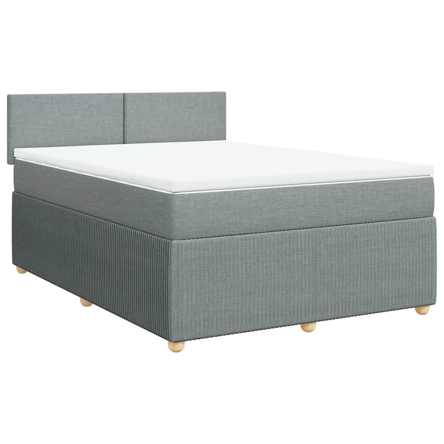 Sommier à lattes de lit avec matelas Gris clair 140x190cm Tissu - 2