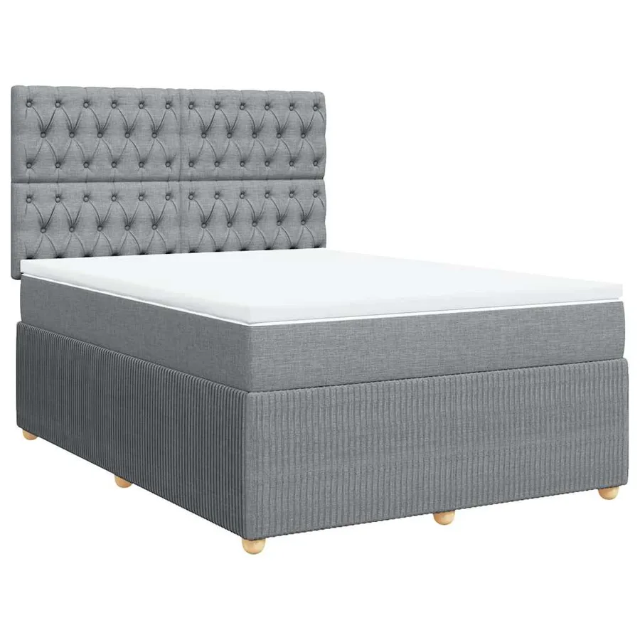 Sommier à lattes de lit avec matelas Gris clair 140x190cm Tissu - 2