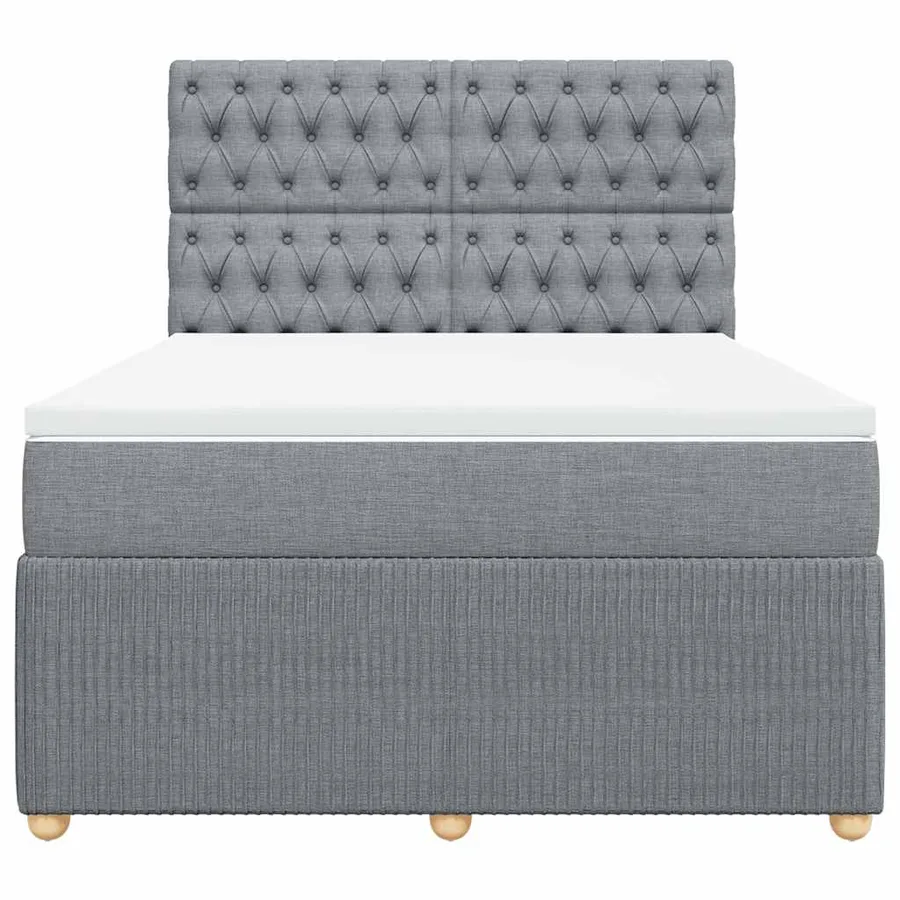 Sommier à lattes de lit avec matelas Gris clair 140x190cm Tissu - 4