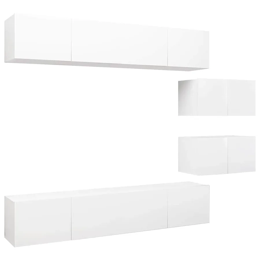 Ensemble de meubles TV 6 pcs Blanc Bois d'ingénierie - 2