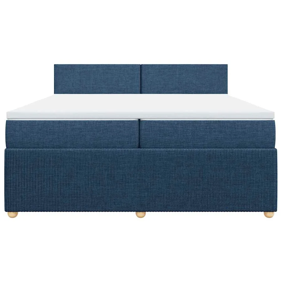 Sommier à lattes de lit avec matelas Bleu 200x200 cm Tissu - 4