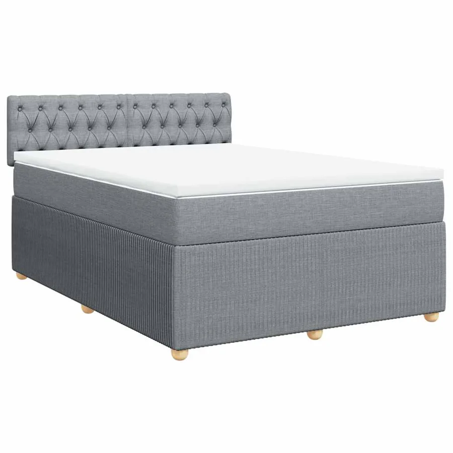 Sommier à lattes de lit avec matelas Gris clair 140x200cm Tissu - 2