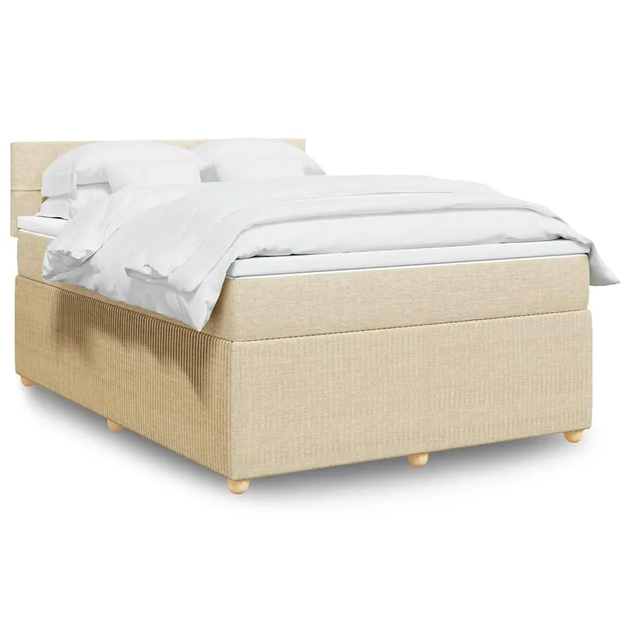 Sommier à lattes de lit avec matelas Crème 140x200 cm Tissu