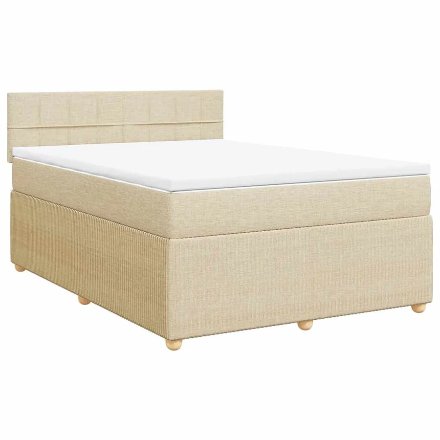 Sommier à lattes de lit avec matelas Crème 140x200 cm Tissu - 2
