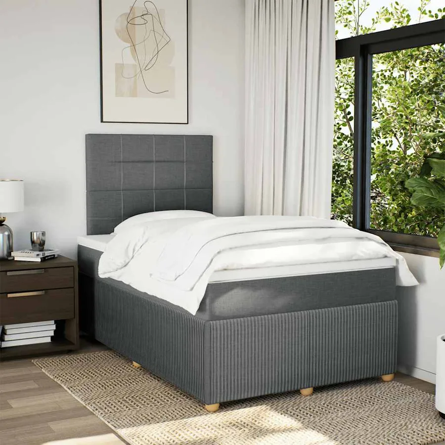 Sommier à lattes de lit avec matelas Gris foncé 120x200cm Tissu - 3