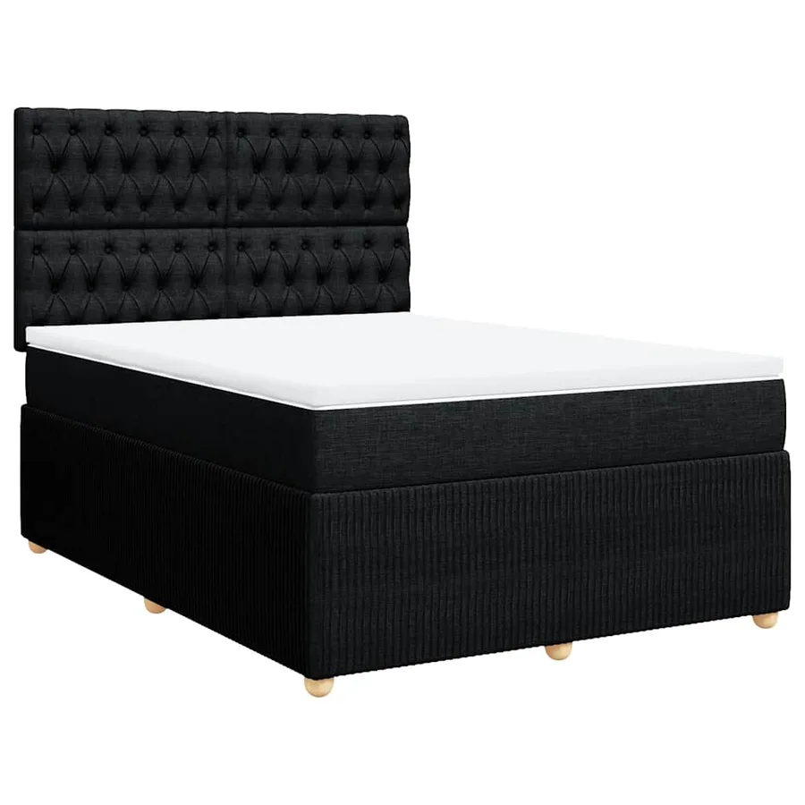 Sommier à lattes de lit avec matelas Noir 160x200 cm Tissu - 2