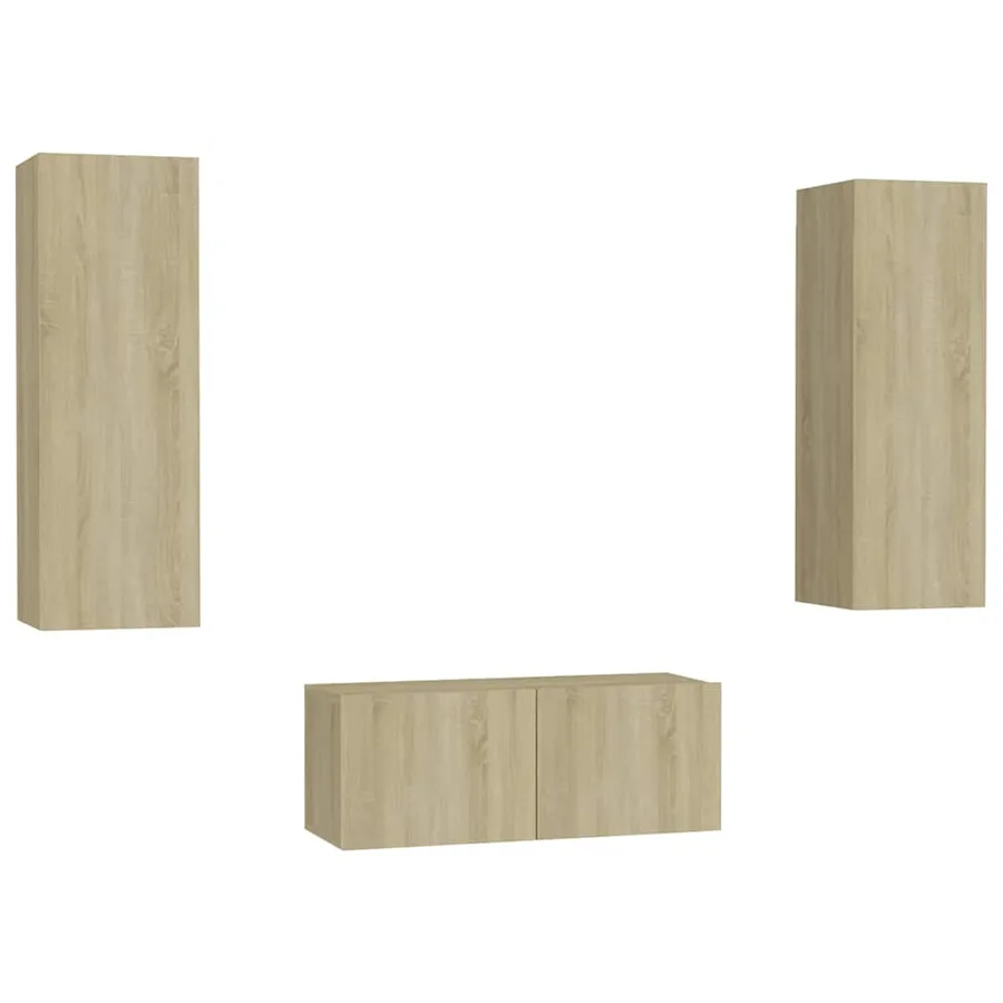 Ensemble de meubles TV 3 pcs Chêne sonoma Bois d'ingénierie - 2