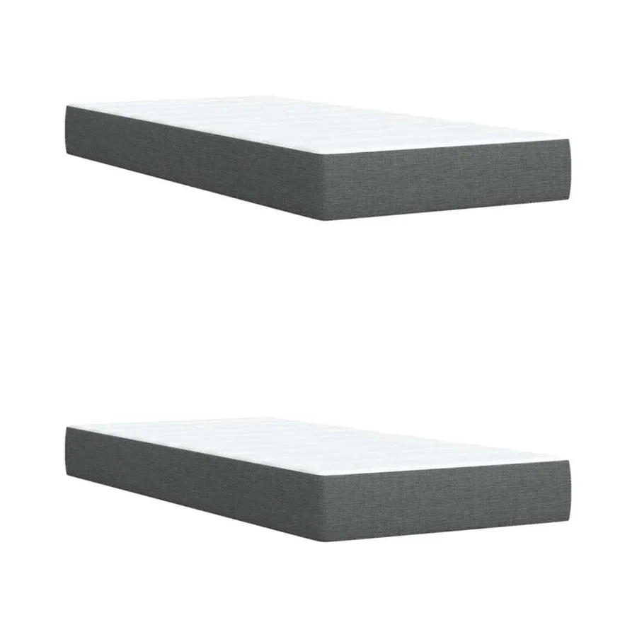 Sommier à lattes de lit avec matelas Gris foncé 200x200cm Tissu - 9