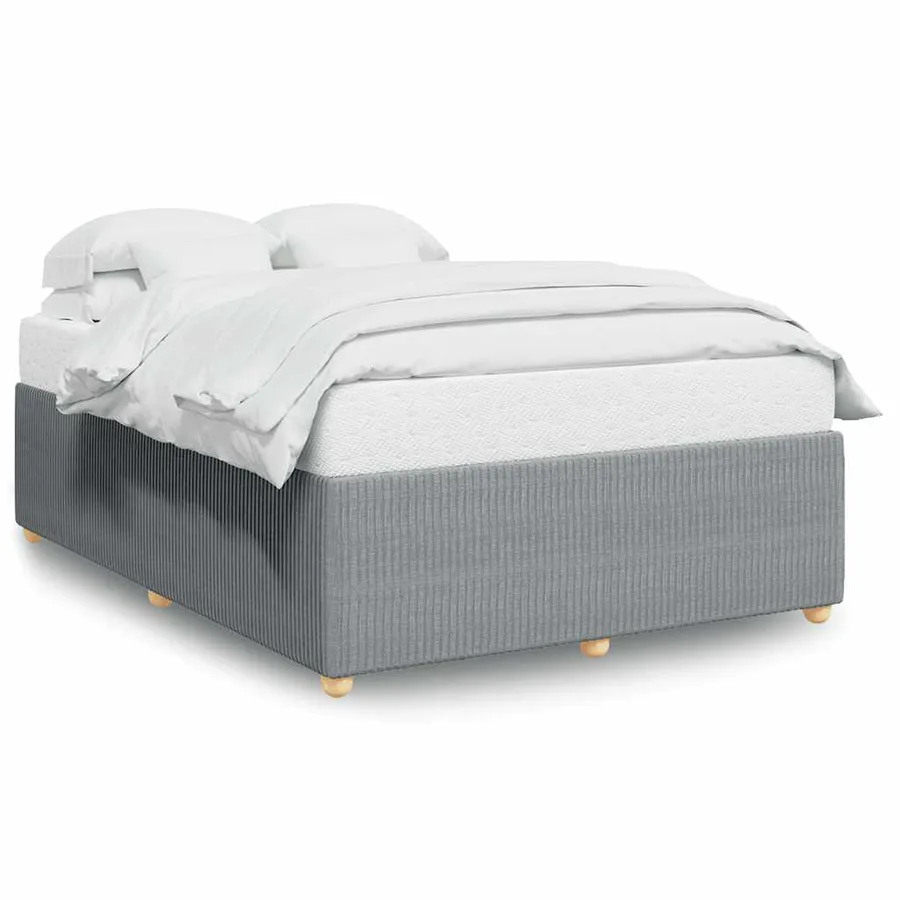 Cadre de lit sans matelas gris clair 140x190 cm tissu - 2