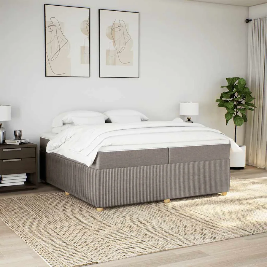 Sommier à lattes de lit avec matelas Taupe 200x200 cm Tissu - 3