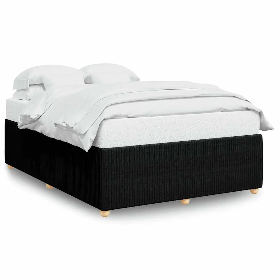 Cadre de lit sans matelas noir 140x190 cm tissu - 2