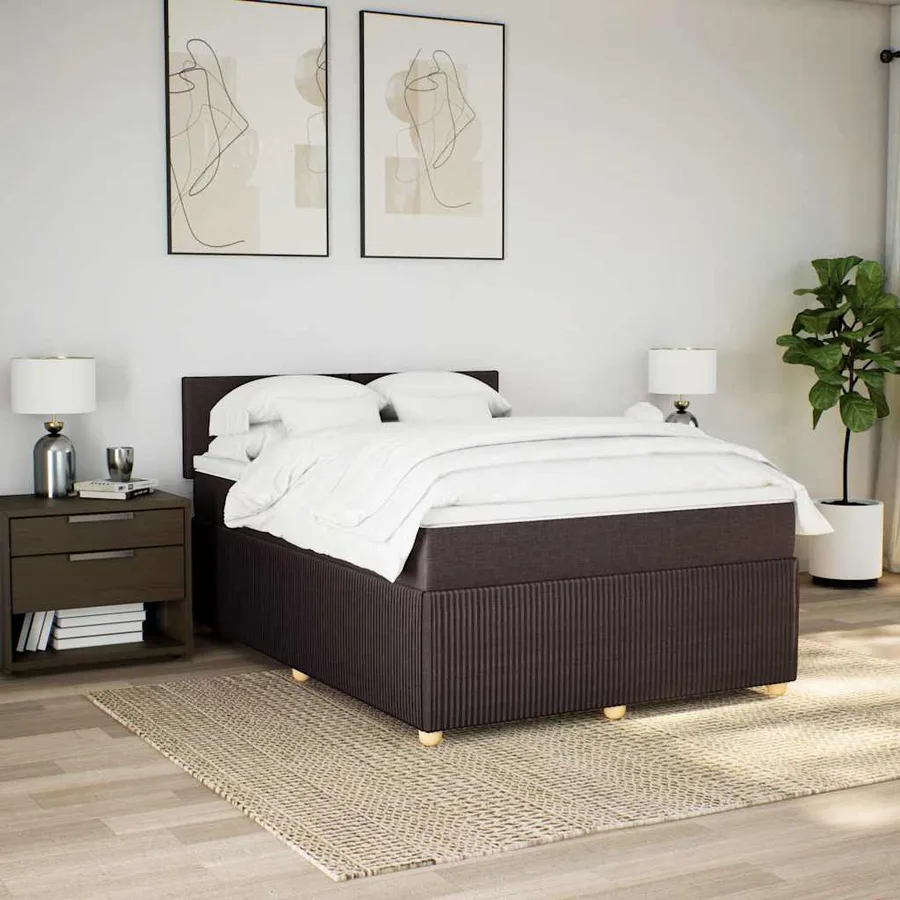 Sommier à lattes de lit avec matelas Marron foncé 160x200 cm - 3