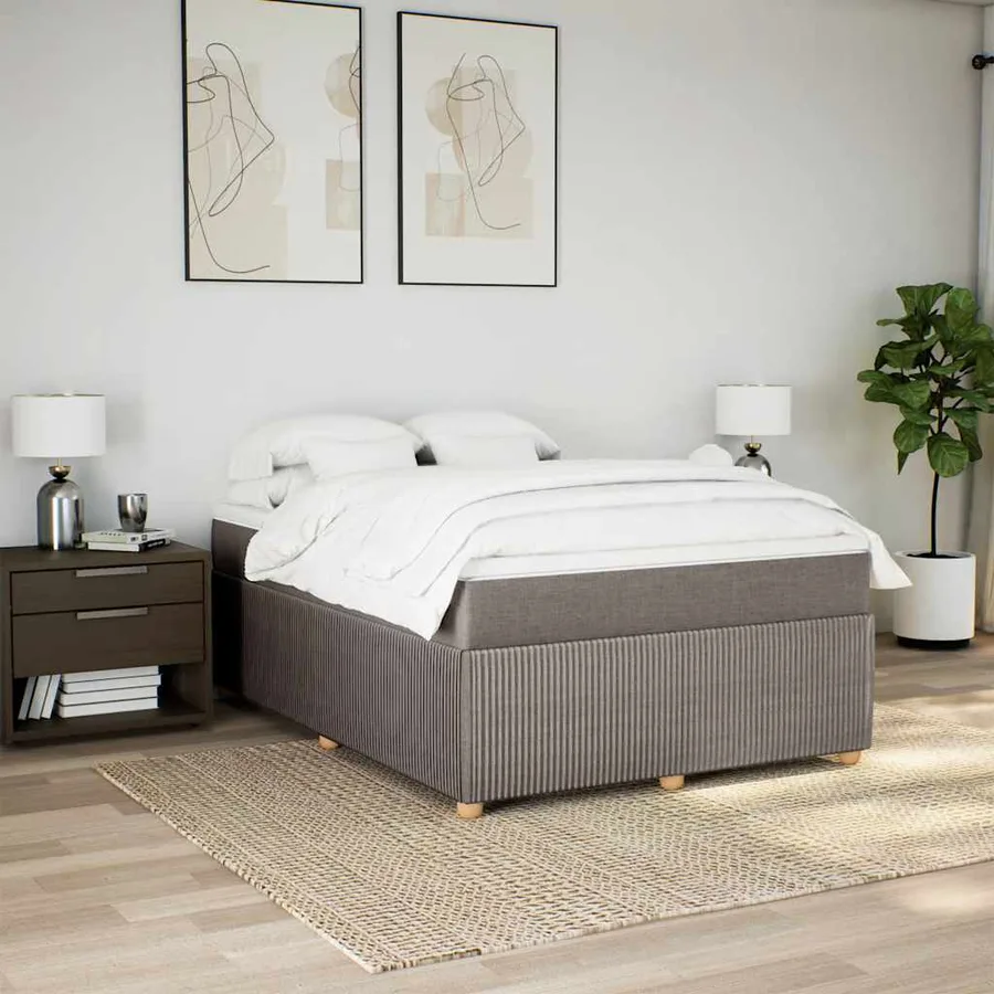 Sommier à lattes de lit avec matelas Taupe 140x200 cm Tissu - 3