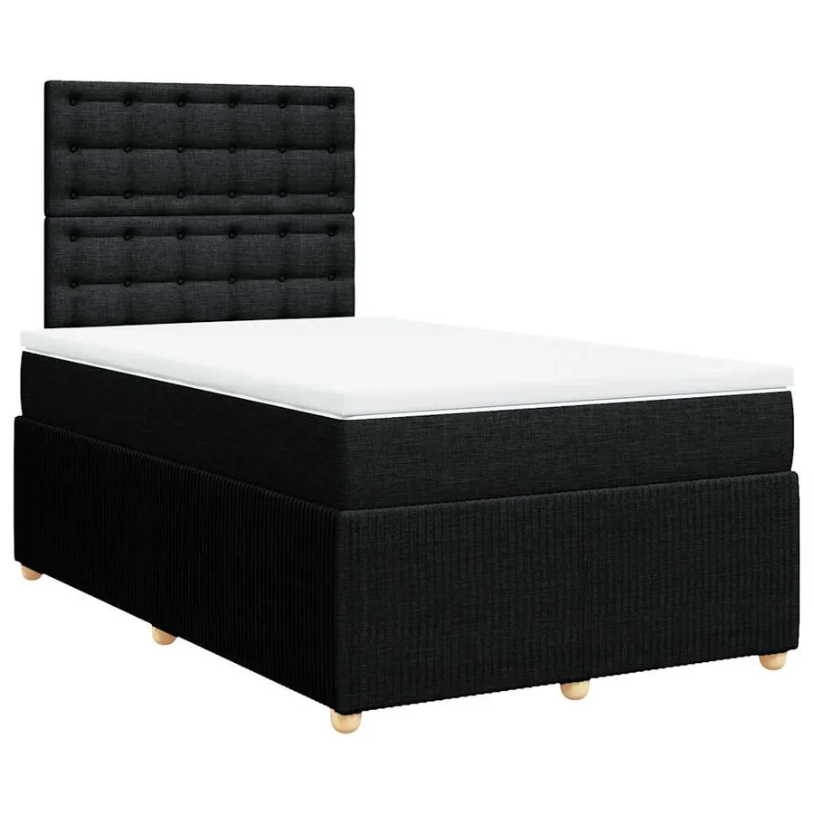 Sommier à lattes de lit avec matelas Noir 120x200 cm Tissu - 2