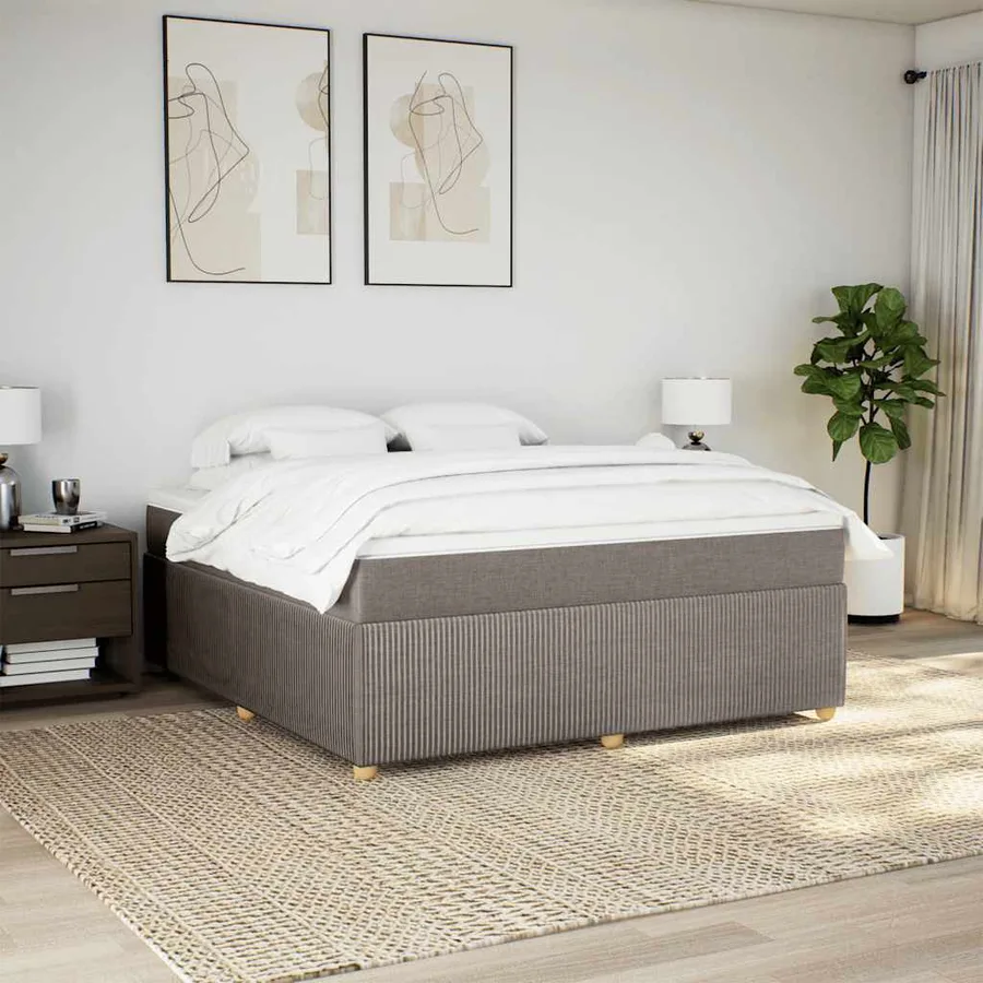 Sommier à lattes de lit avec matelas Taupe 180x200 cm Tissu - 3