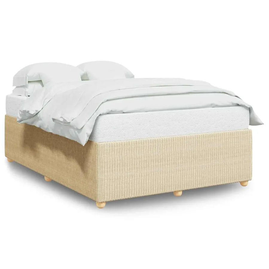 Cadre de lit sans matelas crème 160x200 cm tissu - 2