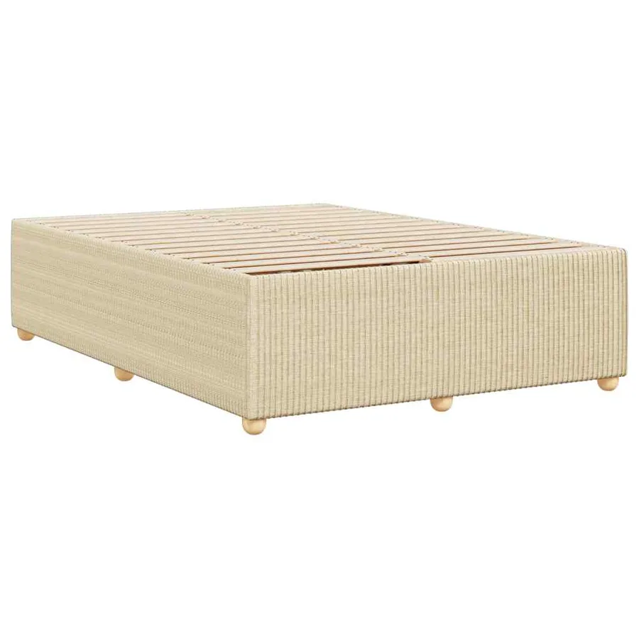 Cadre de lit sans matelas crème 160x200 cm tissu - 6