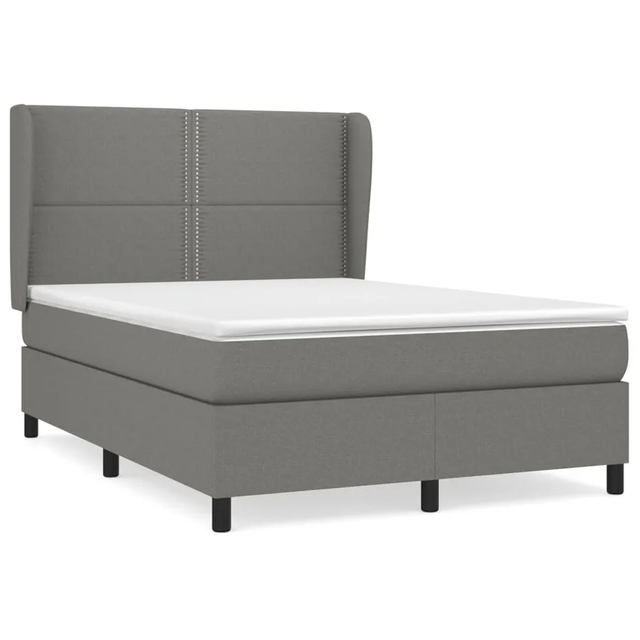 Sommier à lattes de lit avec matelas Gris foncé 140x200cm Tissu - 2