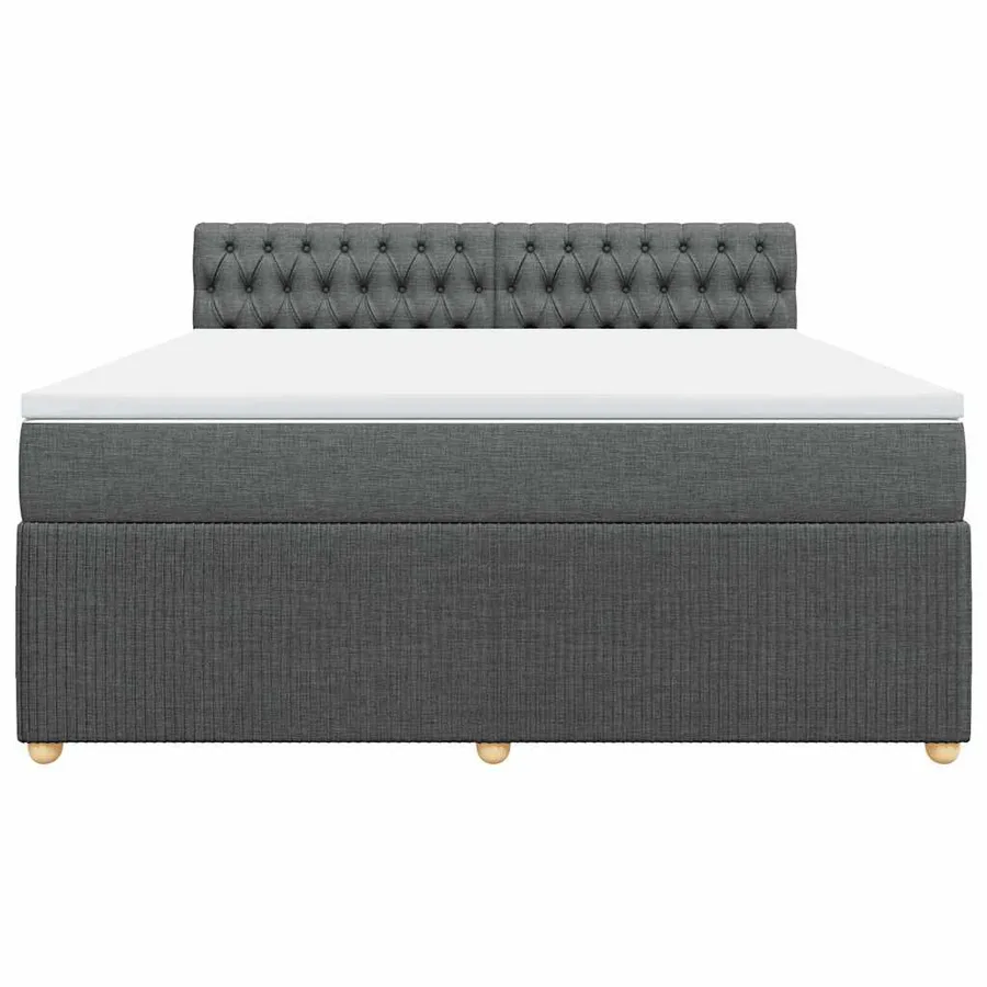 Sommier à lattes de lit avec matelas Gris foncé 180x200cm Tissu - 4
