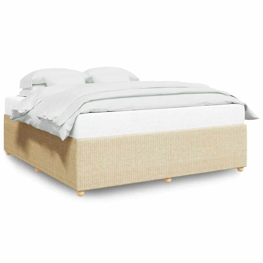 Cadre de lit sans matelas crème 180x200 cm tissu - 2