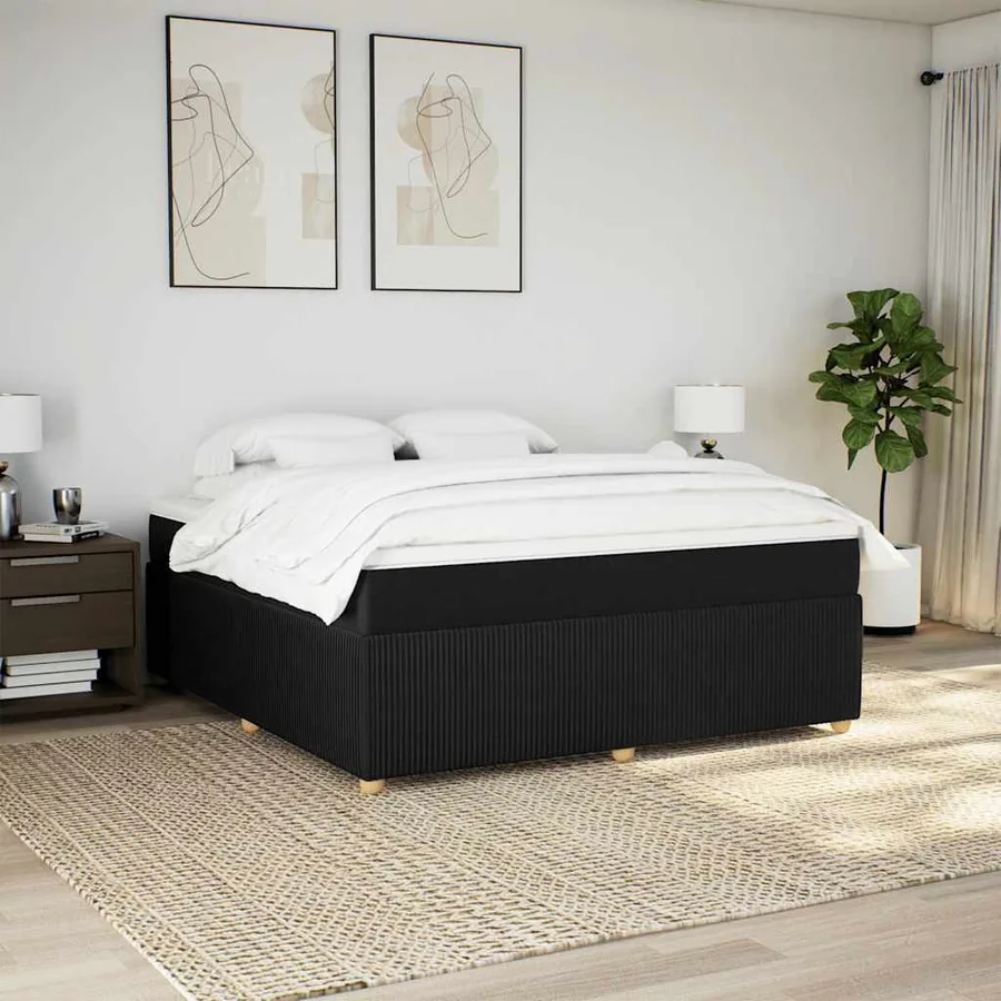 Sommier à lattes de lit avec matelas Noir 180x200 cm Tissu - 3