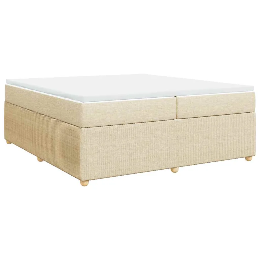 Sommier à lattes de lit avec matelas Crème 200x200 cm Tissu - 2