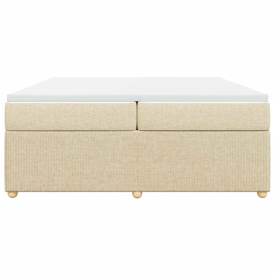 Sommier à lattes de lit avec matelas Crème 200x200 cm Tissu - 4