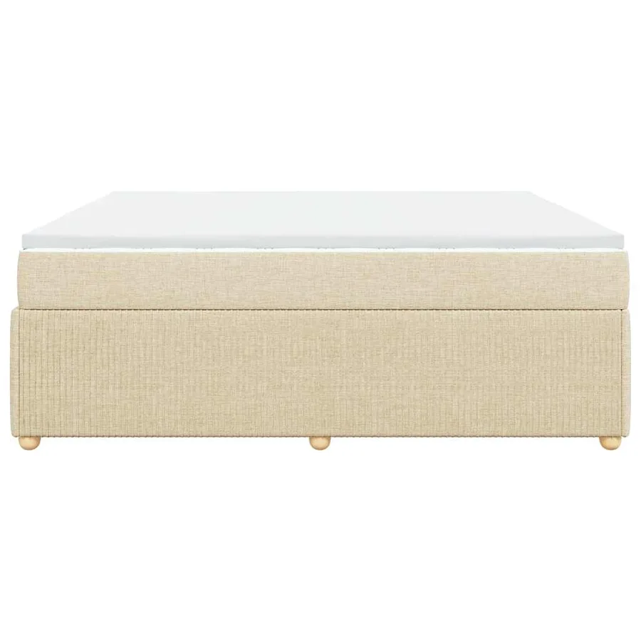 Sommier à lattes de lit avec matelas Crème 200x200 cm Tissu - 5