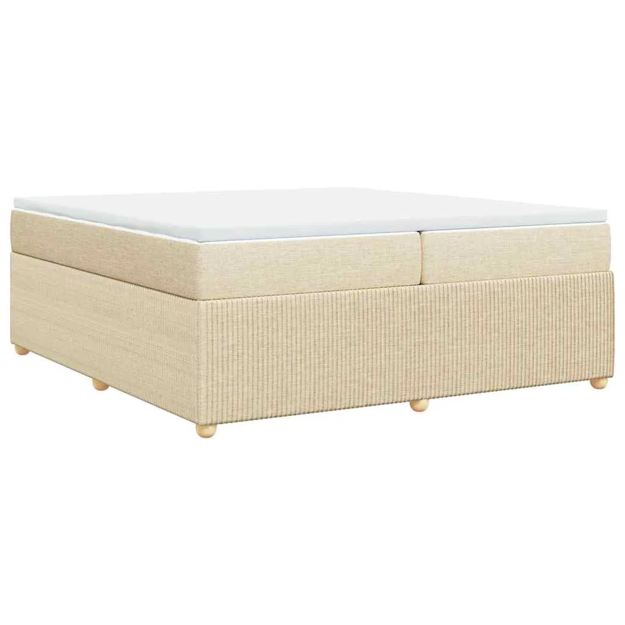 Sommier à lattes de lit avec matelas Crème 200x200 cm Tissu - 6