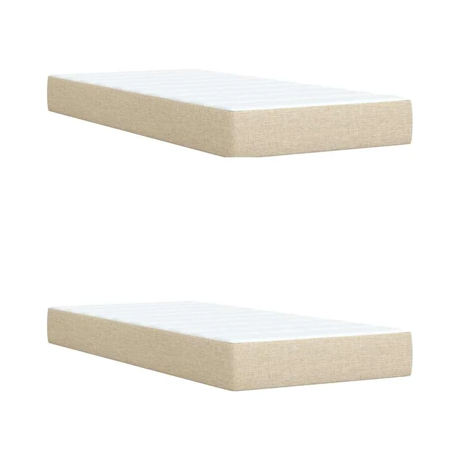 Sommier à lattes de lit avec matelas Crème 200x200 cm Tissu - 8