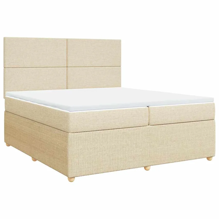 Sommier à lattes de lit avec matelas Crème 200x200 cm Tissu - 2