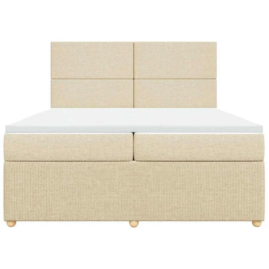 Sommier à lattes de lit avec matelas Crème 200x200 cm Tissu - 4
