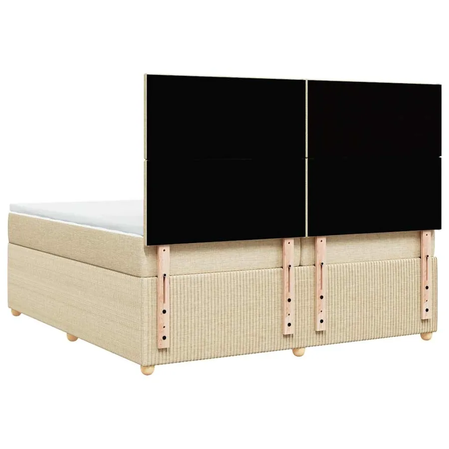 Sommier à lattes de lit avec matelas Crème 200x200 cm Tissu - 6