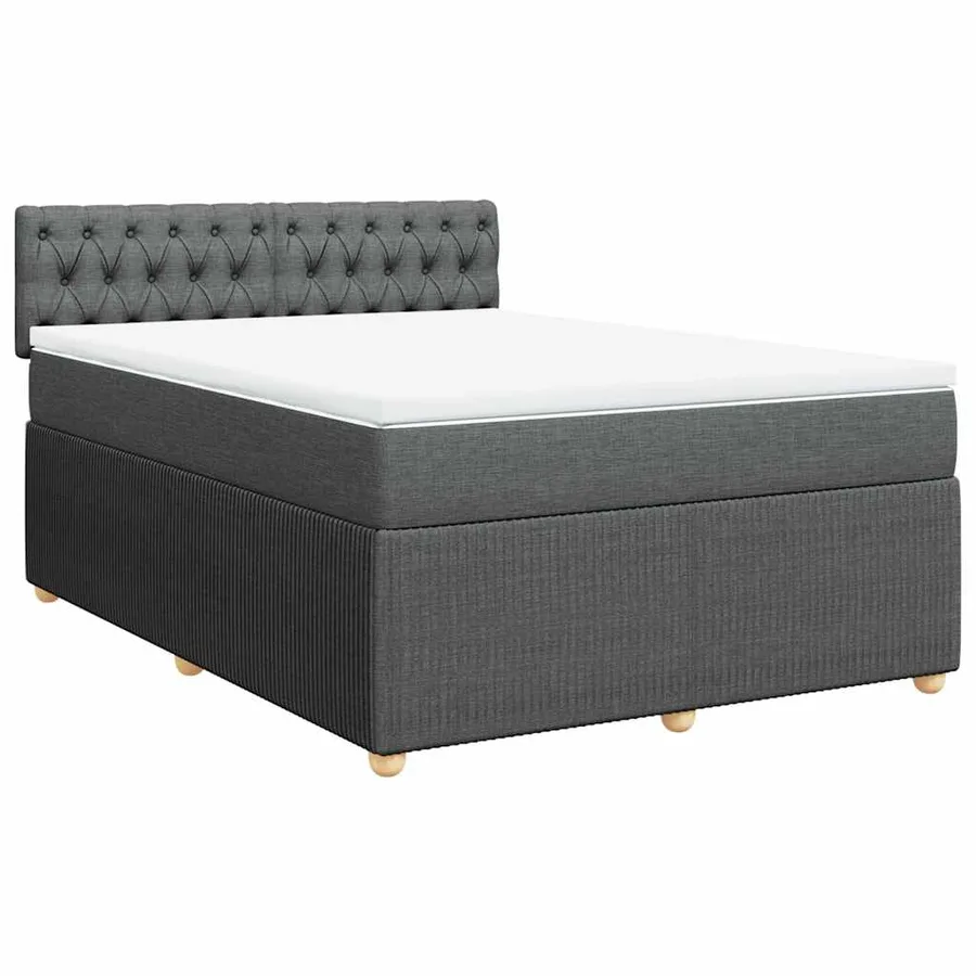 Sommier à lattes de lit avec matelas Gris foncé 140x190cm Tissu - 2