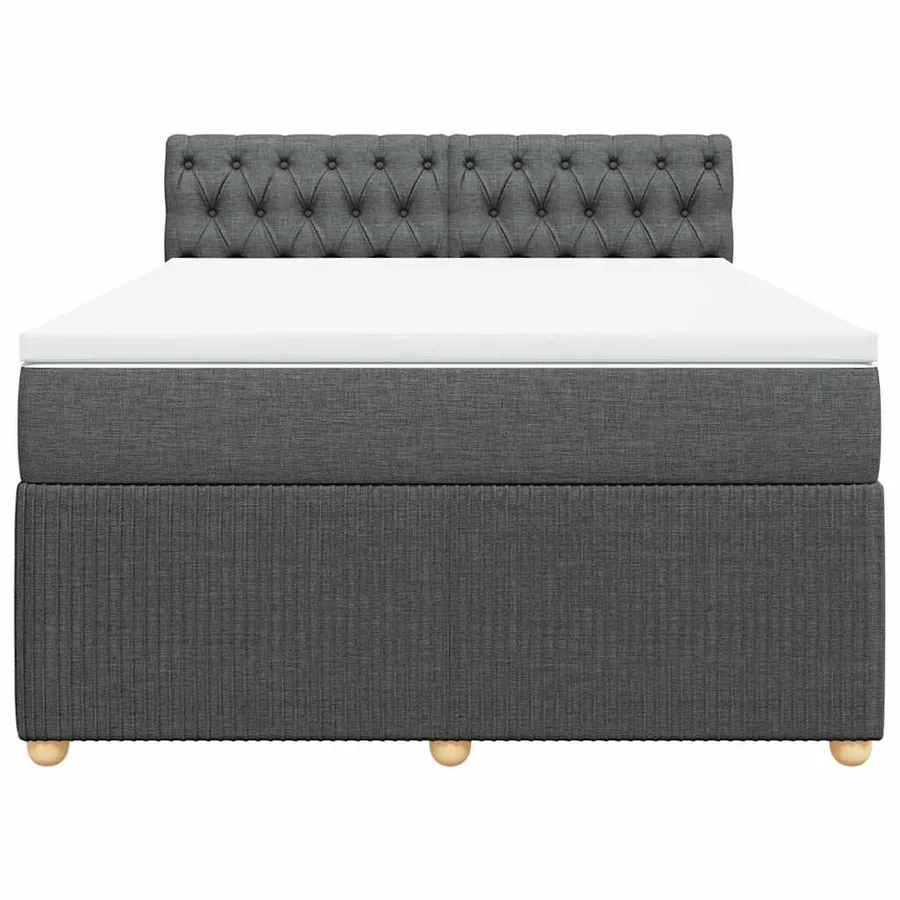 Sommier à lattes de lit avec matelas Gris foncé 140x190cm Tissu - 4