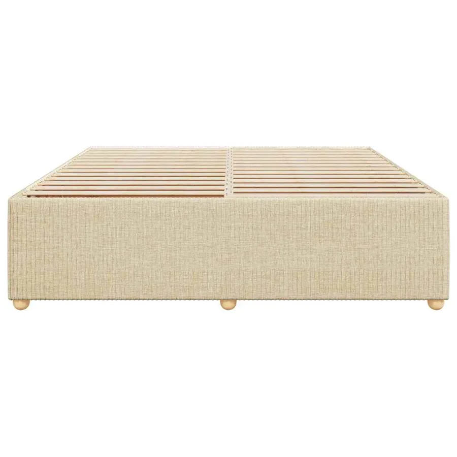 Cadre de lit sans matelas crème 200x200 cm tissu - 4