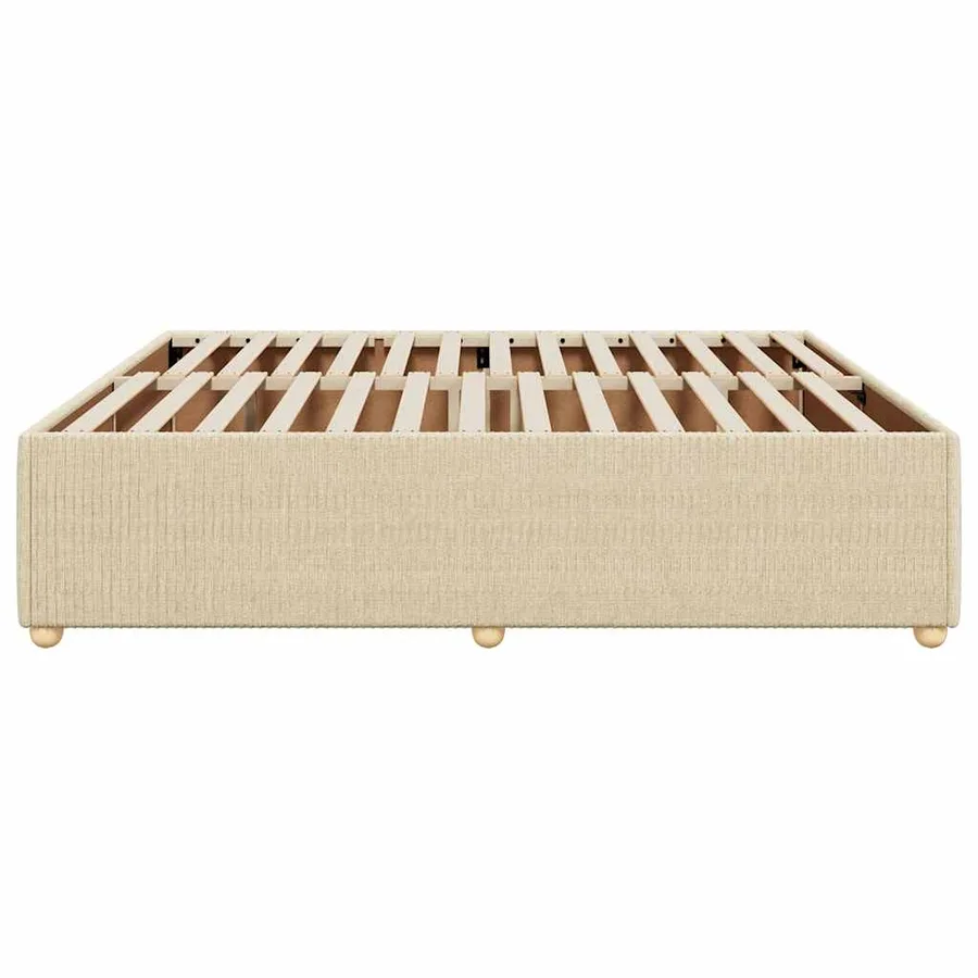Cadre de lit sans matelas crème 200x200 cm tissu - 5