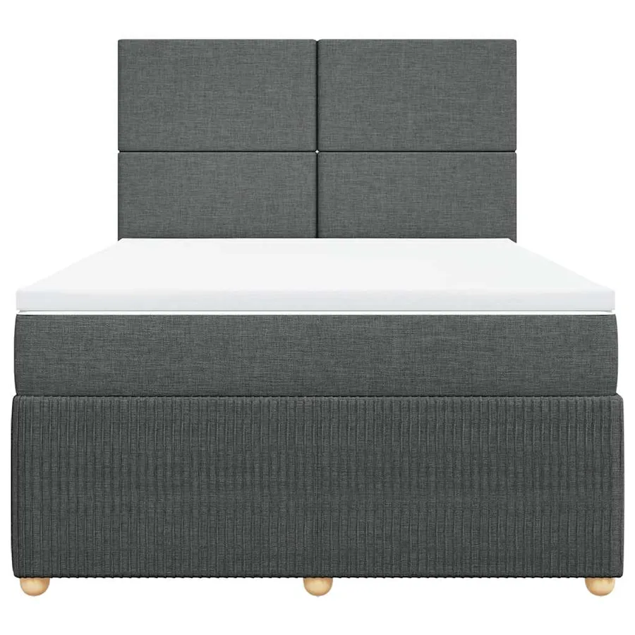 Sommier à lattes de lit avec matelas Gris foncé 140x190cm Tissu - 4