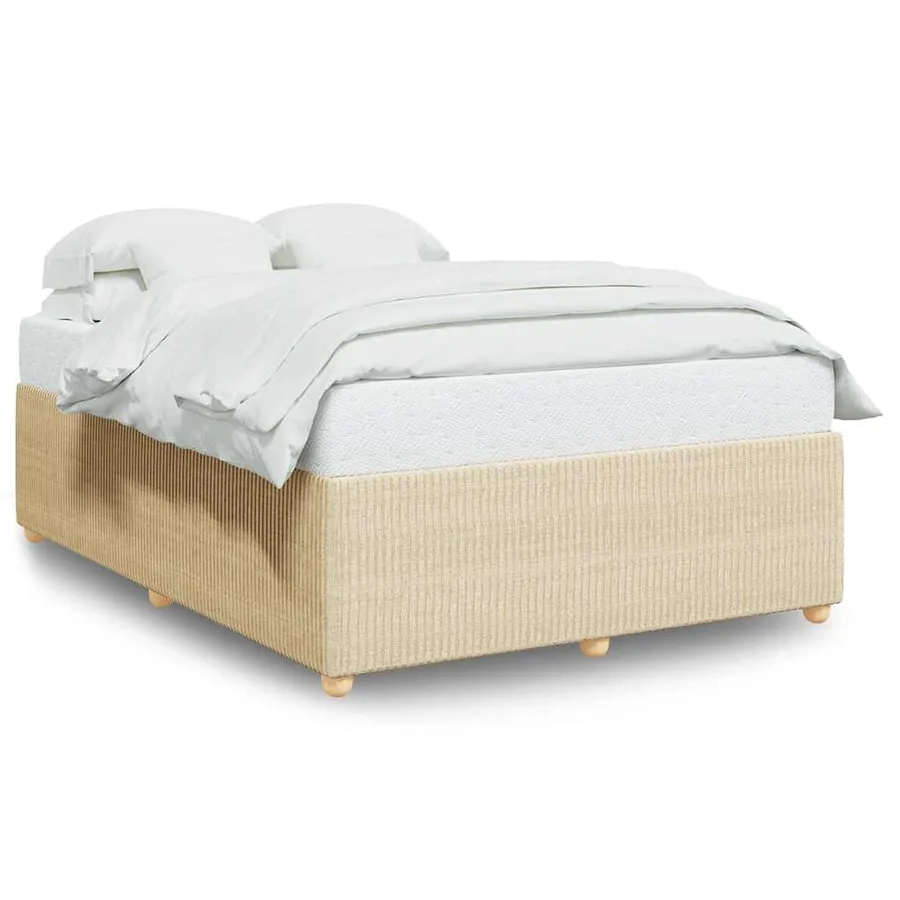 Cadre de lit sans matelas crème 140x190 cm tissu - 2