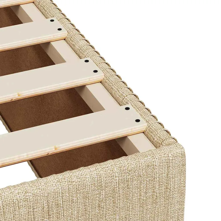 Cadre de lit sans matelas crème 140x190 cm tissu - 7