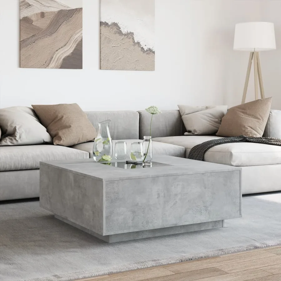Table basse avec LED infini gris béton 100x100x40 cm - 4