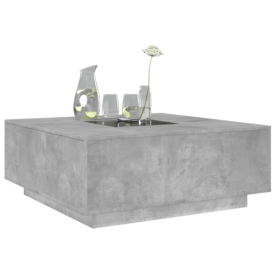 Table basse avec LED infini gris béton 100x100x40 cm - 5