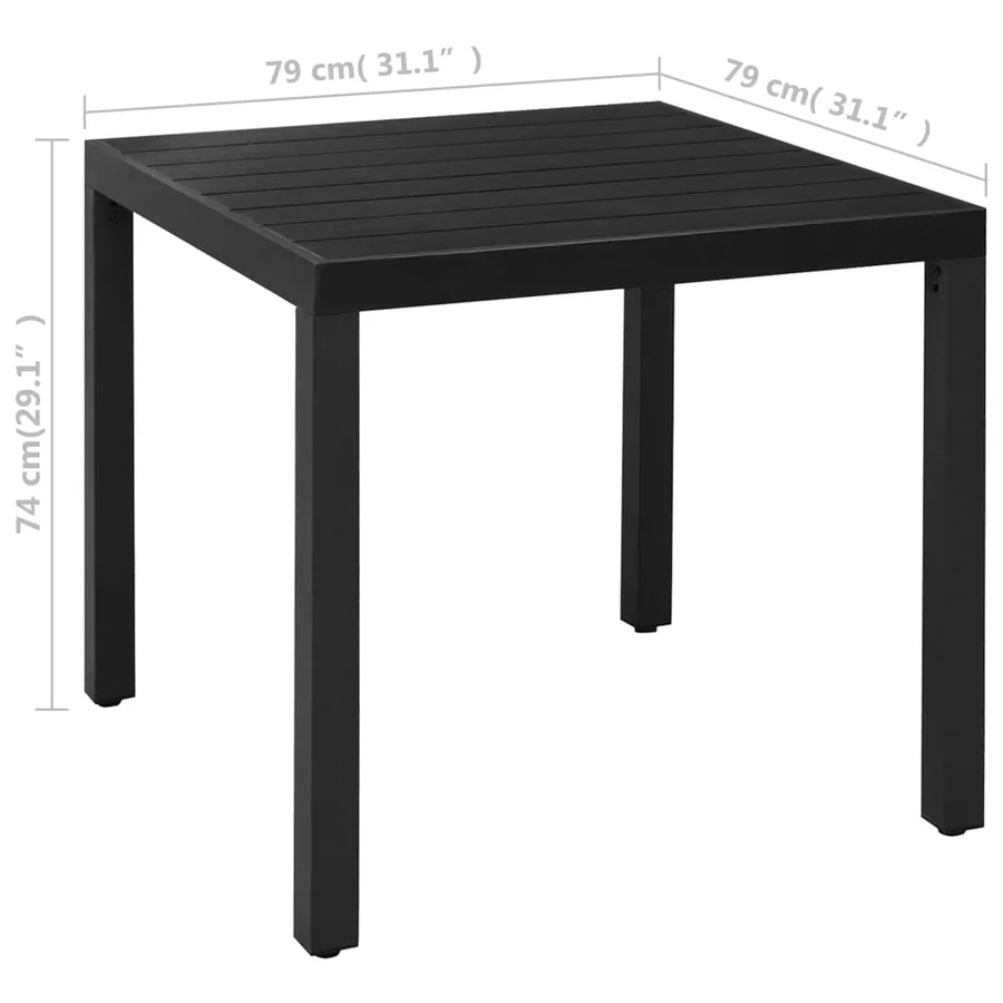 Ensemble à manger de jardin 5 pcs noir - 12